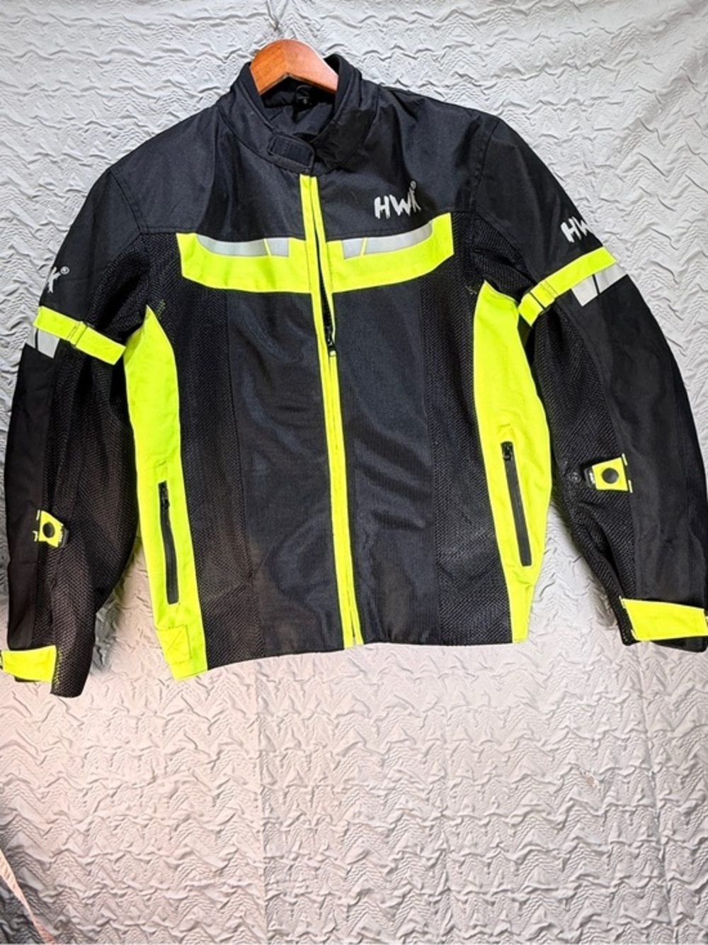 HWK Mens Small Motorcycle Riding Jacket Armored Mesh High Visibility w pads